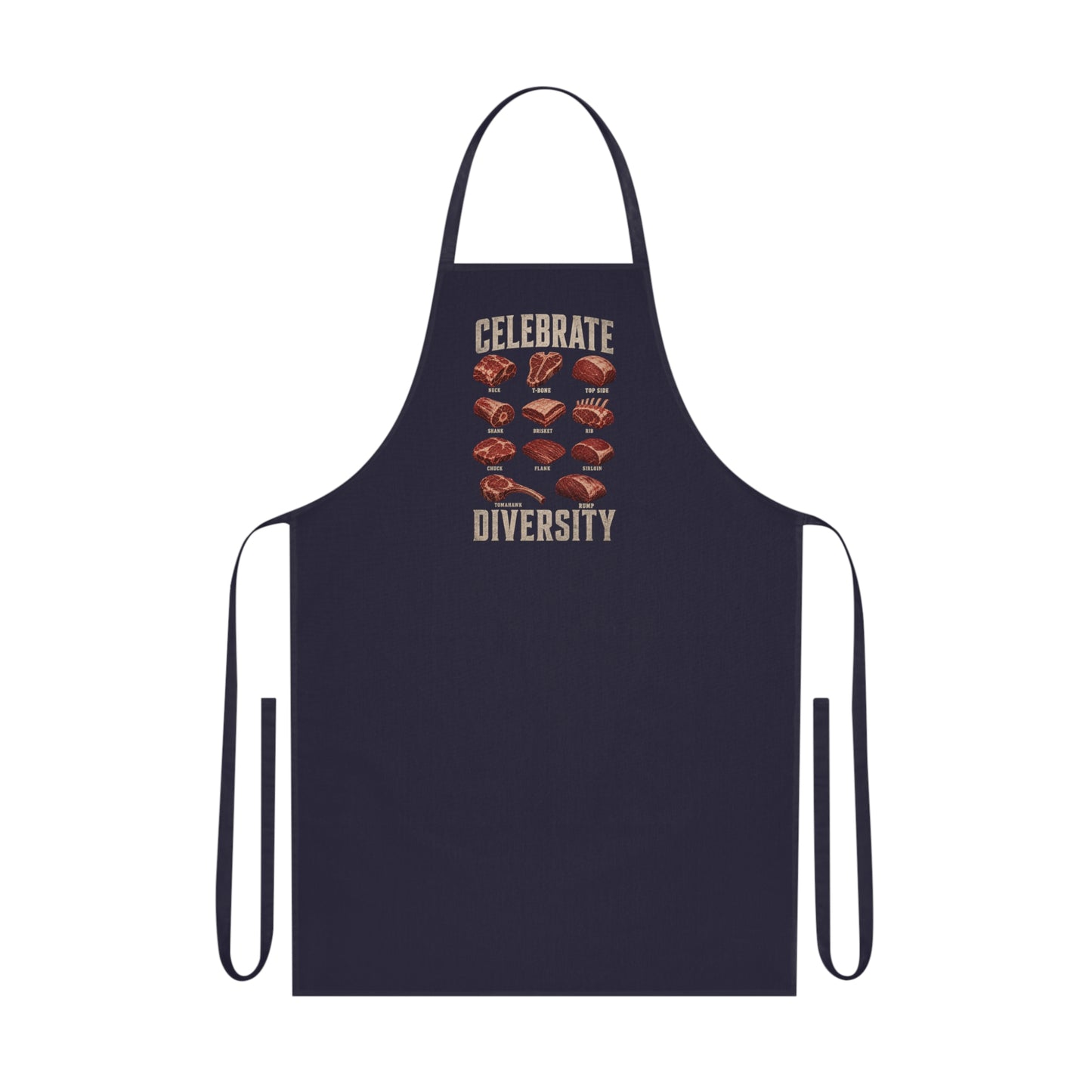 Celebrate Diversity BBQ Meat Cuts Apron Printify