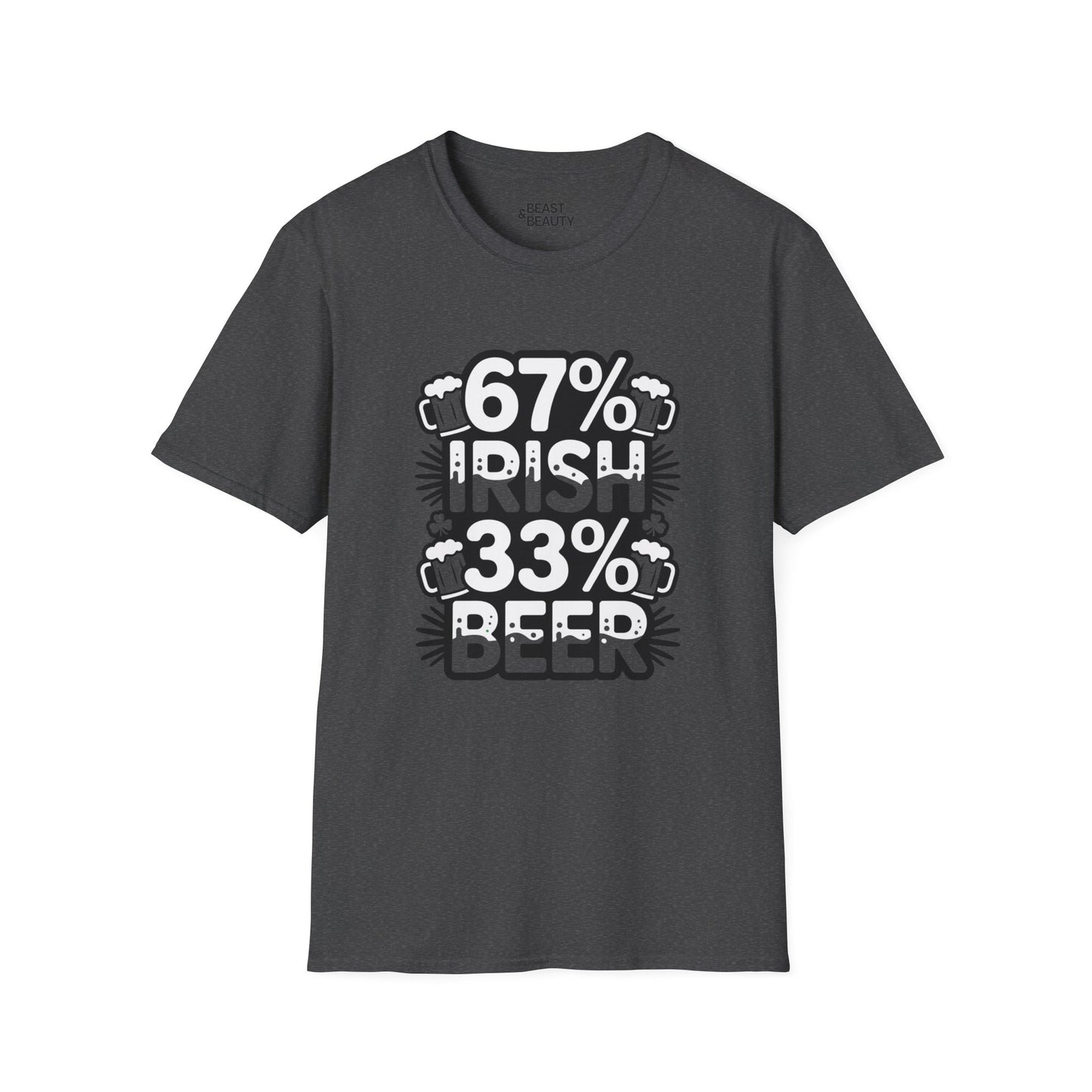 67% Irish 33% Beer Dad T-Shirt Printify