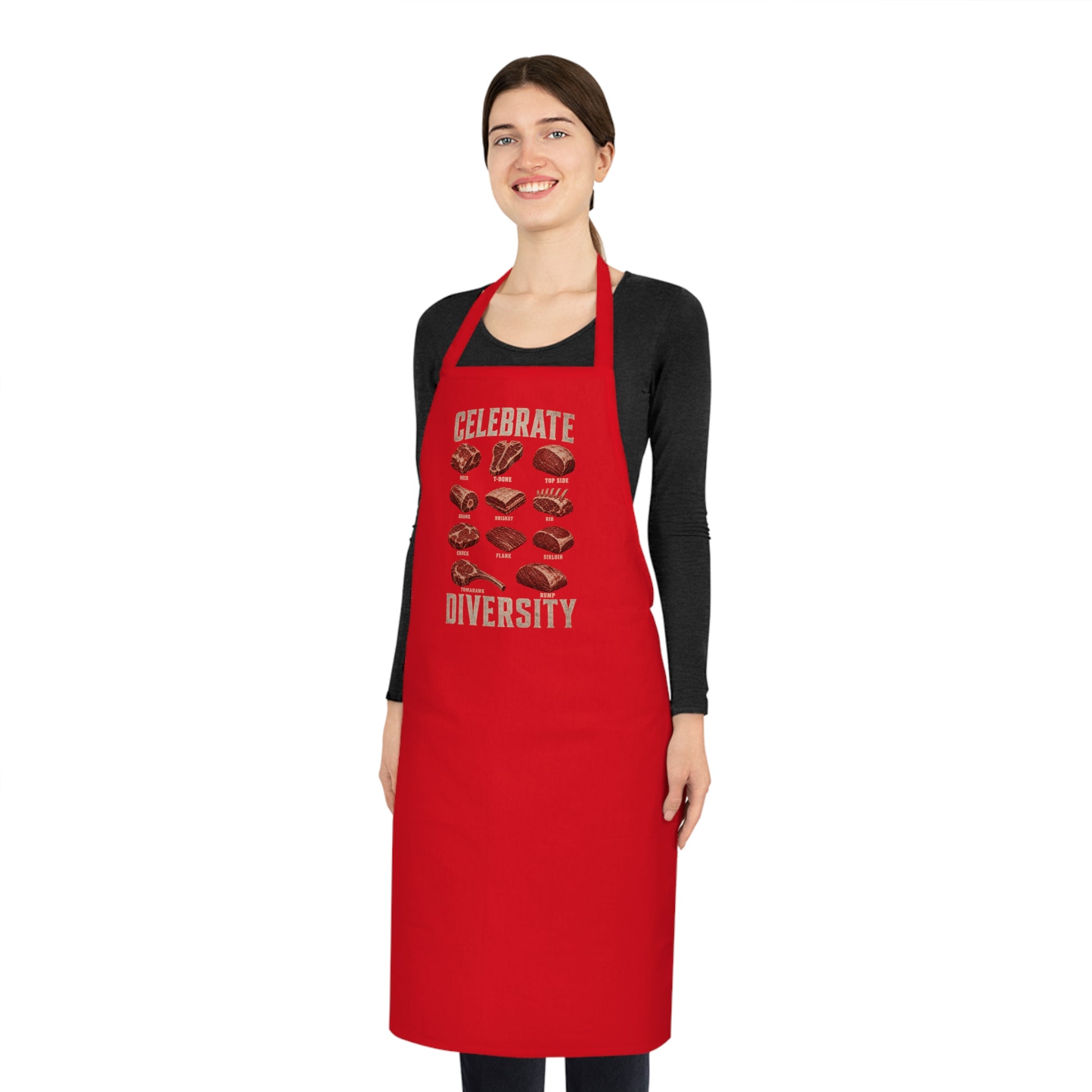 Celebrate Diversity BBQ Meat Cuts Apron Printify