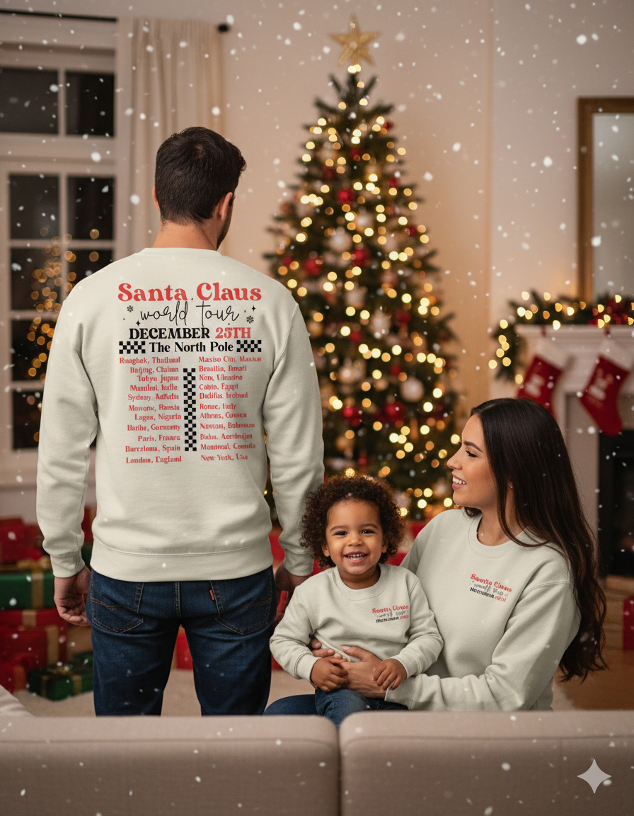 Santa Claus World Tour Sweatshirt – Family Xmas Jumper Set