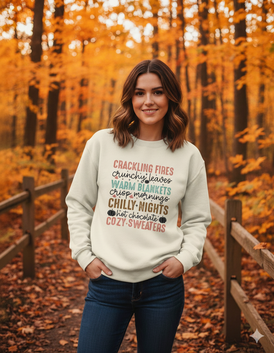 Cozy Season Autumn Sweatshirt | Retro Fall Flowers Jumper