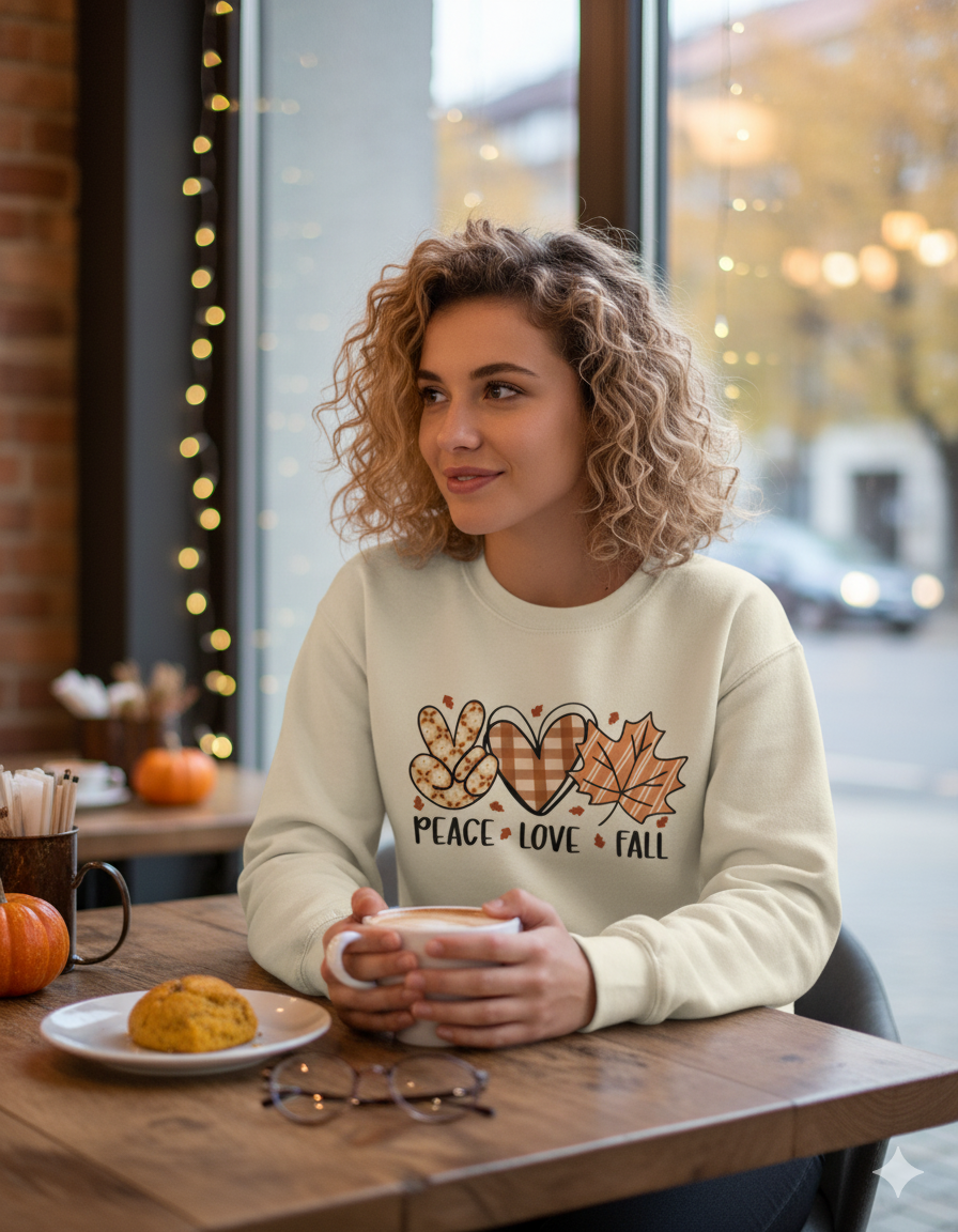 Peace Love Fall Sweatshirt | Retro Autumn Cozy Jumper