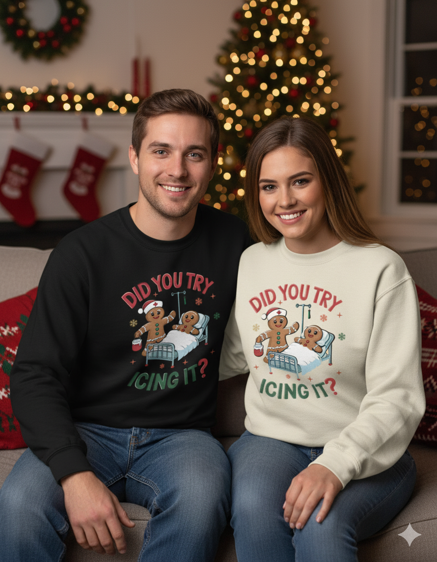 Did You Try Icing It? Funny Christmas Gingerbread Sweatshirt – Unisex Jumper