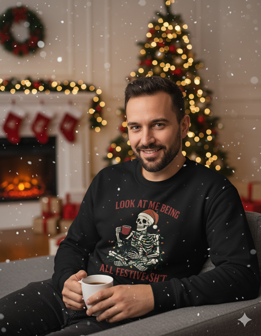 Skeleton Christmas Jumper – Funny Festive & Sh*t Sweatshirt