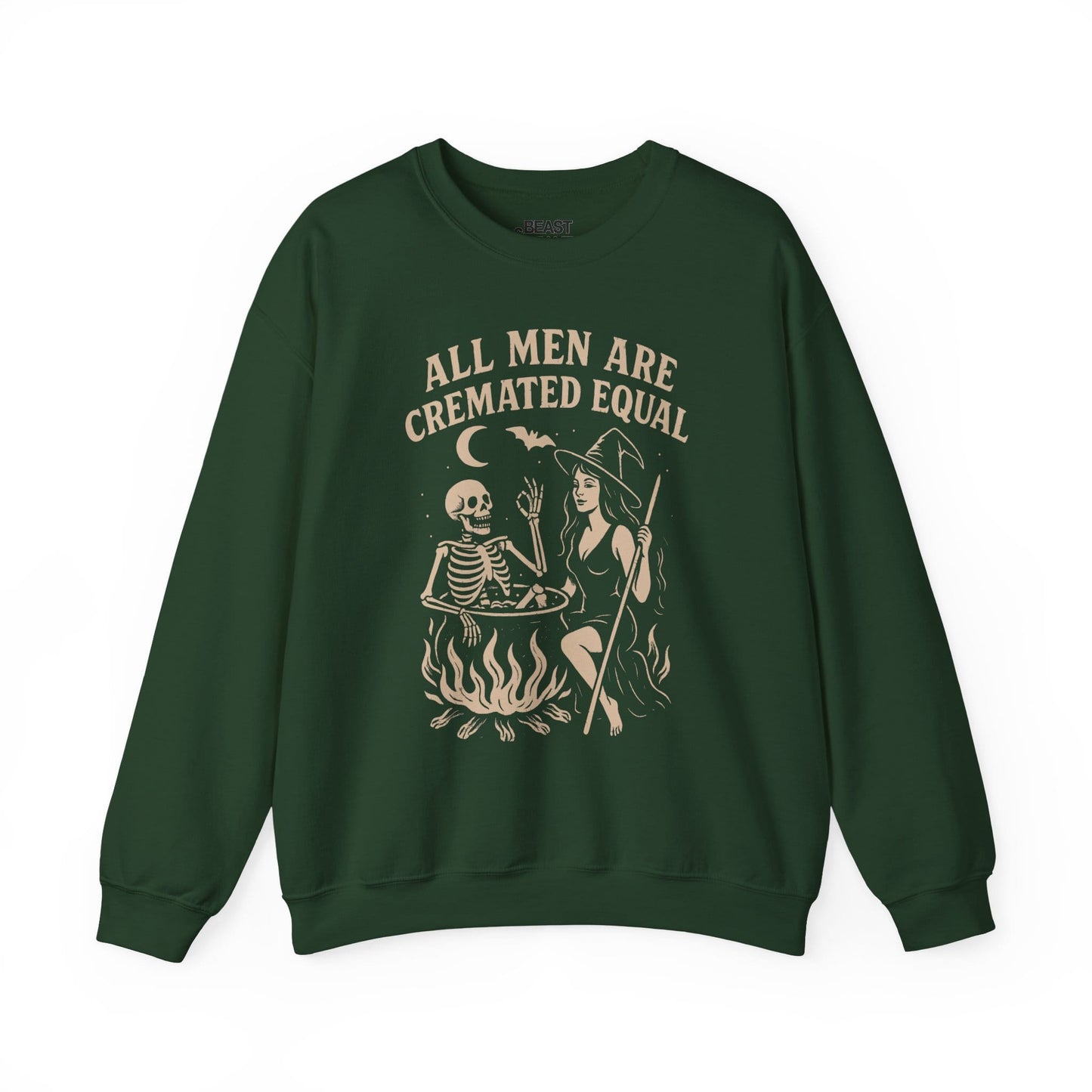 All Men Are Cremated Equal Funny Halloween Sweatshirt Forest Green / S gift_idea unique_gift personalised_gift
