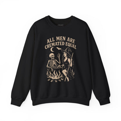 All Men Are Cremated Equal Funny Halloween Sweatshirt Black / S gift_idea unique_gift personalised_gift