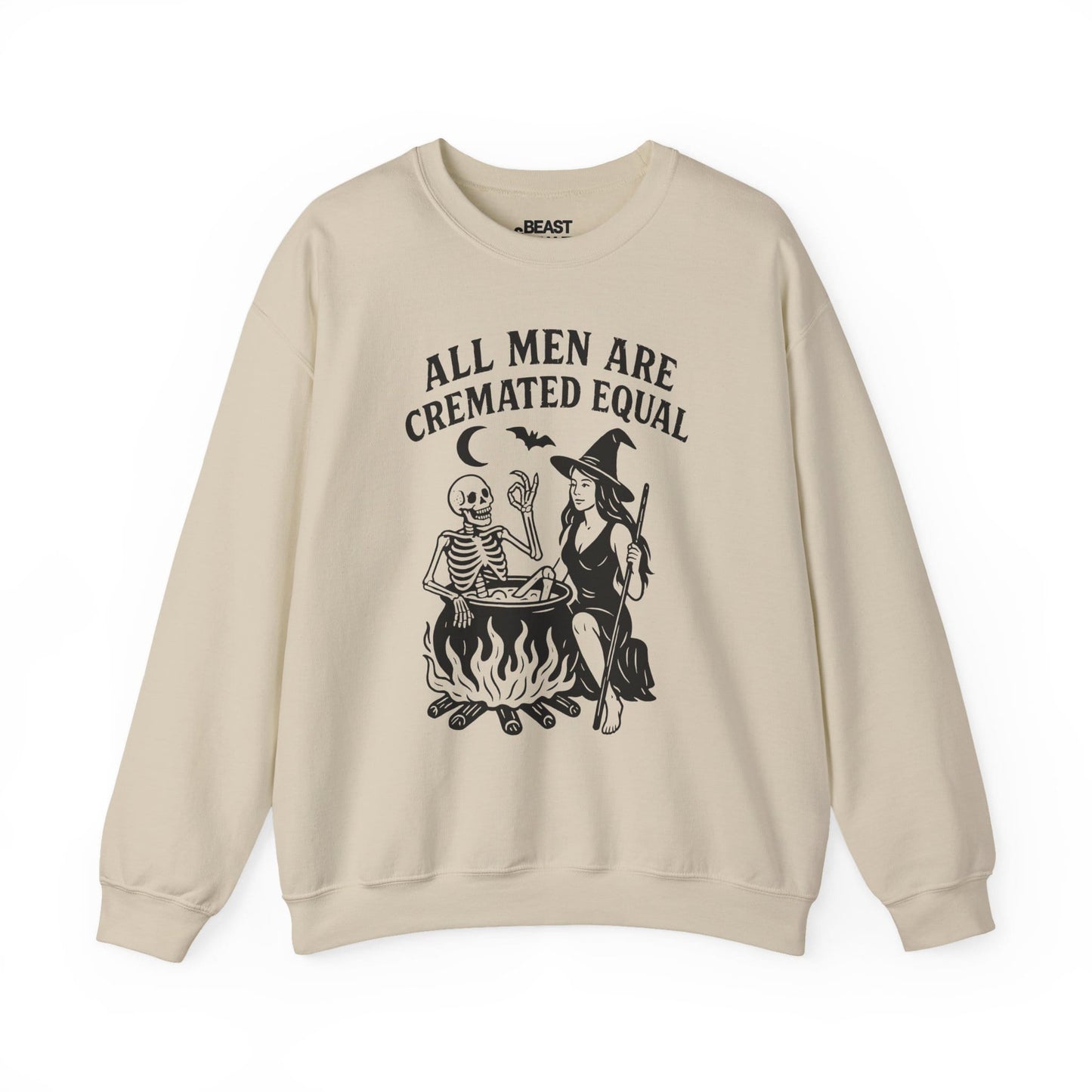 All Men Are Cremated Equal Funny Halloween Sweatshirt Sand / S gift_idea unique_gift personalised_gift