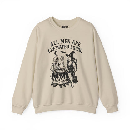 All Men Are Cremated Equal Funny Halloween Sweatshirt Sand / S gift_idea unique_gift personalised_gift