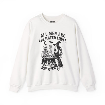All Men Are Cremated Equal Funny Halloween Sweatshirt White / S gift_idea unique_gift personalised_gift