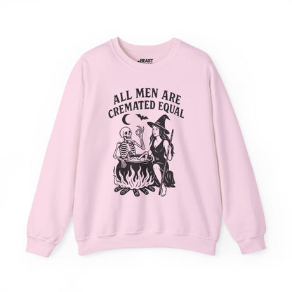 All Men Are Cremated Equal Funny Halloween Sweatshirt Light Pink / S gift_idea unique_gift personalised_gift