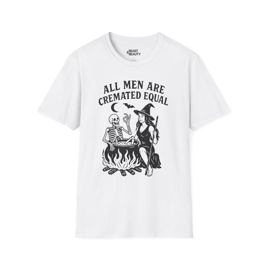 All Men Are Cremated Equal Halloween T-Shirt White / S gift_idea unique_gift personalised_gift