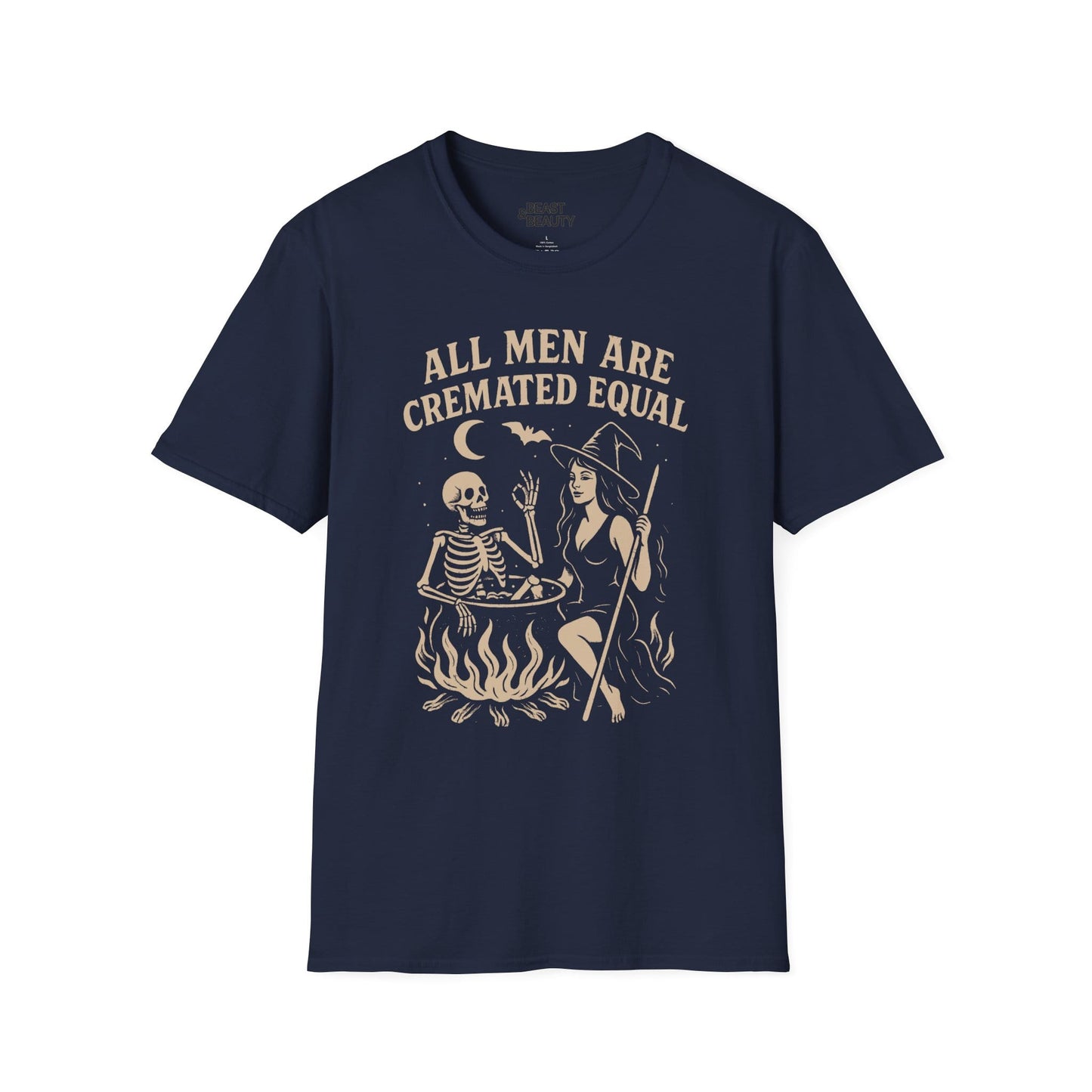 All Men Are Cremated Equal Halloween T-Shirt Navy / S gift_idea unique_gift personalised_gift