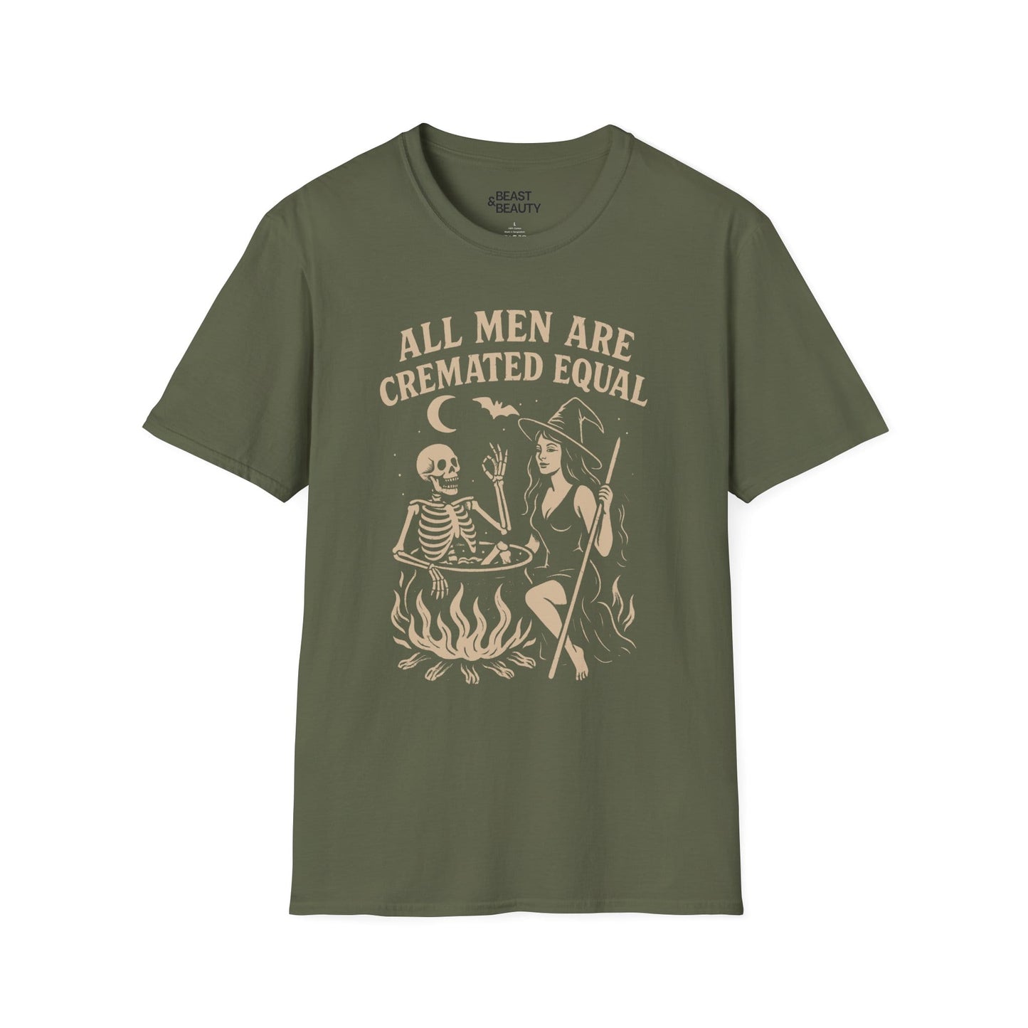 All Men Are Cremated Equal Halloween T-Shirt Military Green / S gift_idea unique_gift personalised_gift