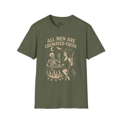 All Men Are Cremated Equal Halloween T-Shirt Military Green / S gift_idea unique_gift personalised_gift