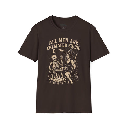 All Men Are Cremated Equal Halloween T-Shirt Dark Chocolate / M gift_idea unique_gift personalised_gift