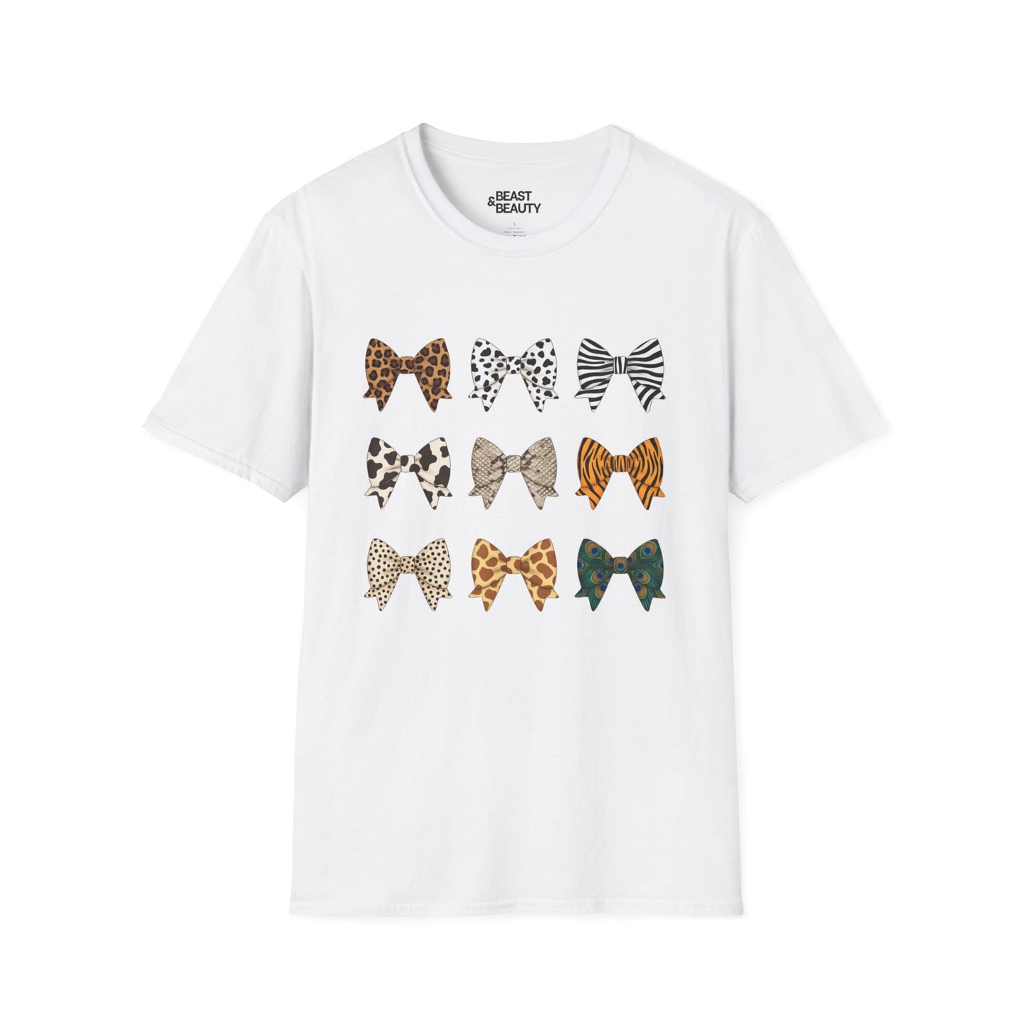 animal print bow pattern t-shirt white t-shirt uk coquette gift idea