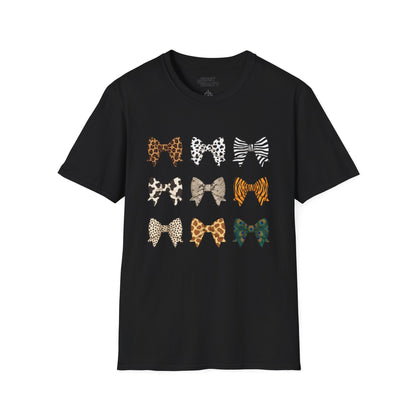animal print bow pattern t-shirt black t-shirt uk coquette gift idea