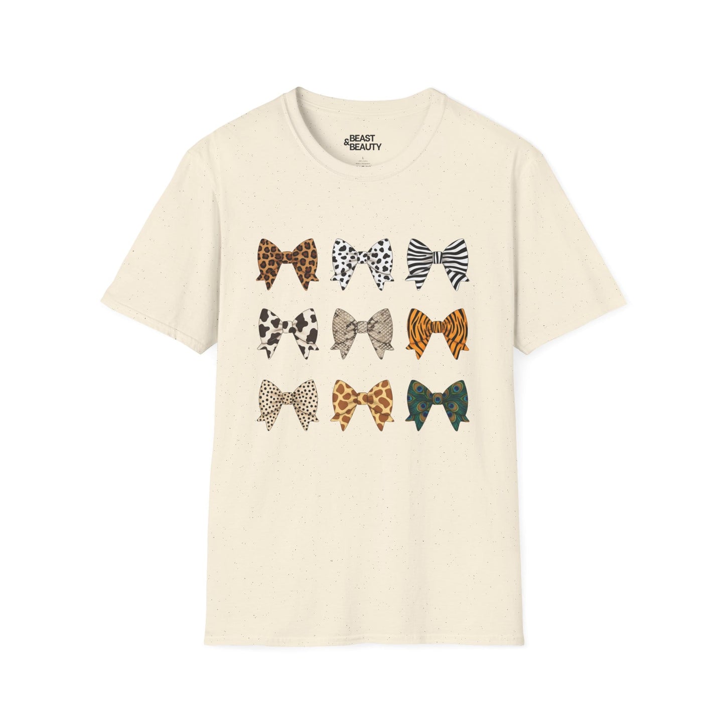 animal print bow pattern t-shirt natural t-shirt uk coquette gift idea