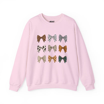 animal print bow sweatshirt light pink sweatshirt uk coquette gift idea