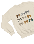 Animal Print Bows Sweatshirt | Coquette Aesthetic Jumper Sweatshirt / 3XL (Adult) / Beige gift_idea unique_gift personalised_gift