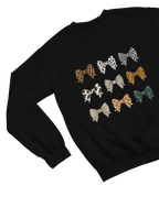 Animal Print Bows Sweatshirt | Coquette Aesthetic Jumper Sweatshirt / 3XL (Adult) / Black gift_idea unique_gift personalised_gift