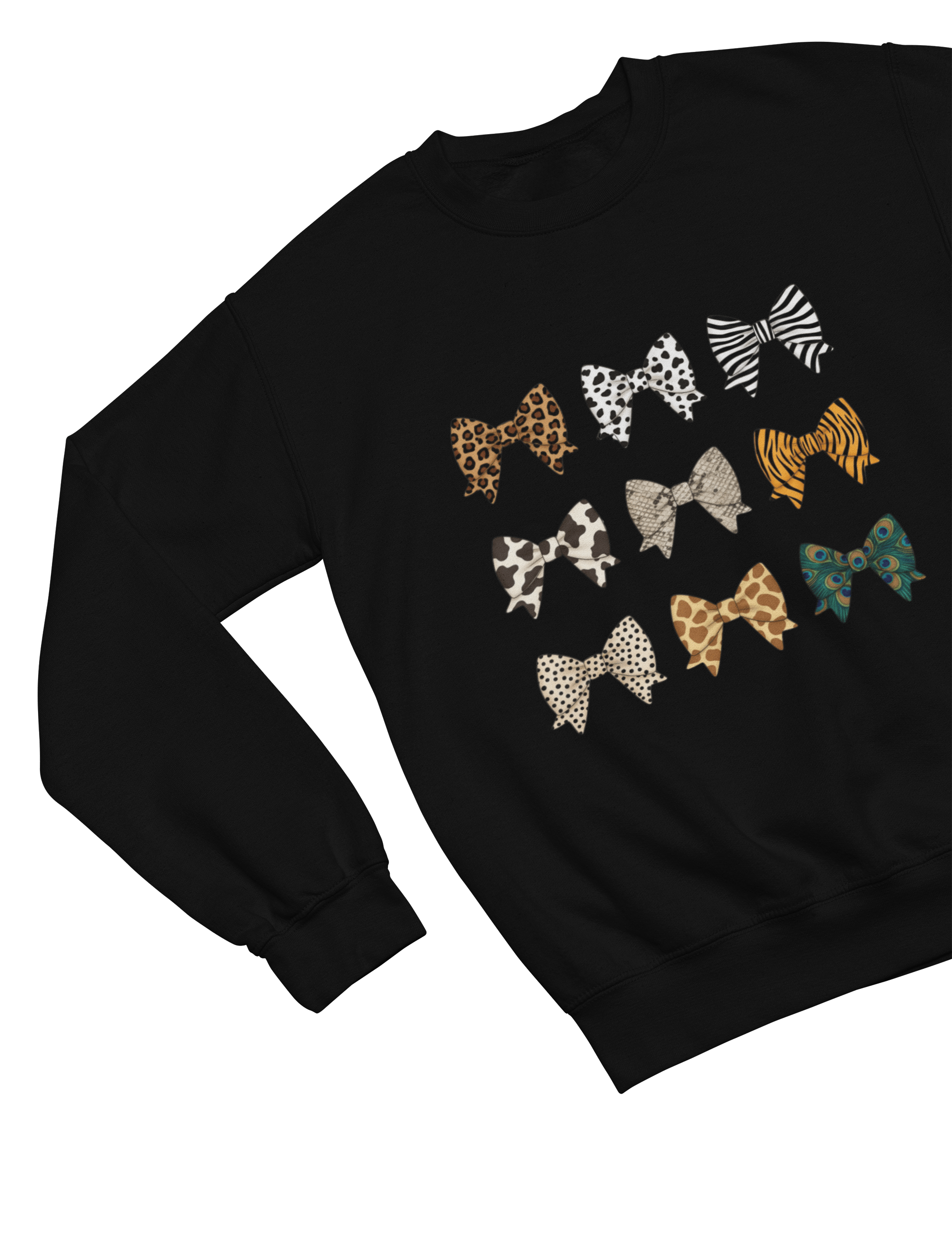 Beast and Beauty Sweatshirt / 3XL (Adult) / Black Animal Print Bows Sweatshirt | Coquette Aesthetic Jumper
