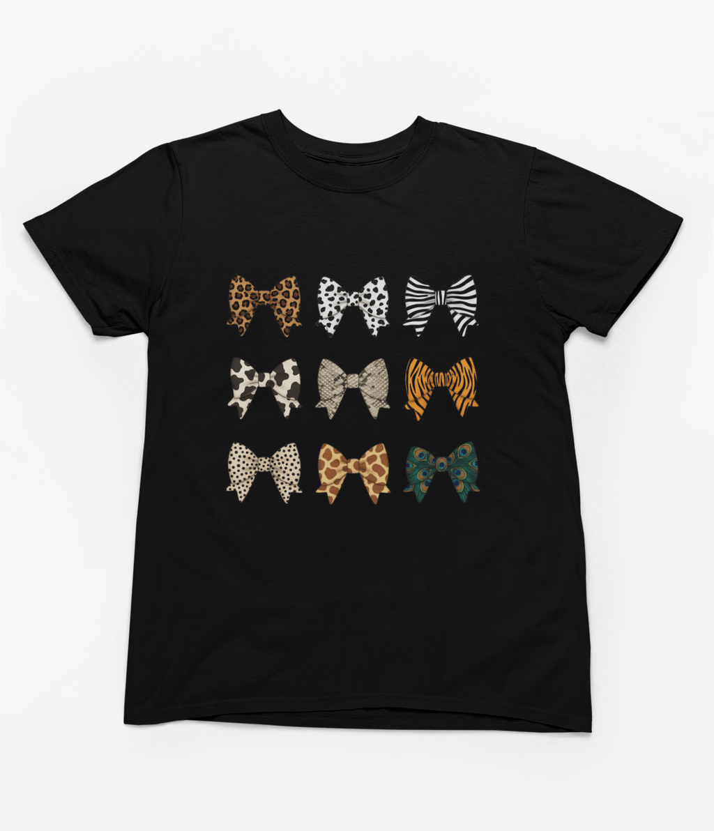 Animal Print Bows Sweatshirt | Coquette Aesthetic Jumper T-Shirt / 3XL (Adult) / Black gift_idea unique_gift personalised_gift
