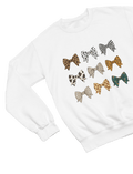 Animal Print Bows Sweatshirt | Coquette Aesthetic Jumper Sweatshirt / 3XL (Adult) / White gift_idea unique_gift personalised_gift