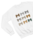 Animal Print Bows Sweatshirt | Coquette Aesthetic Jumper Sweatshirt / 3XL (Adult) / White gift_idea unique_gift personalised_gift