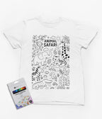 Animal Safari Colour-In T-Shirt – Jungle Adventure Tee with Fabric Markers 3-4 years gift_idea unique_gift personalised_gift