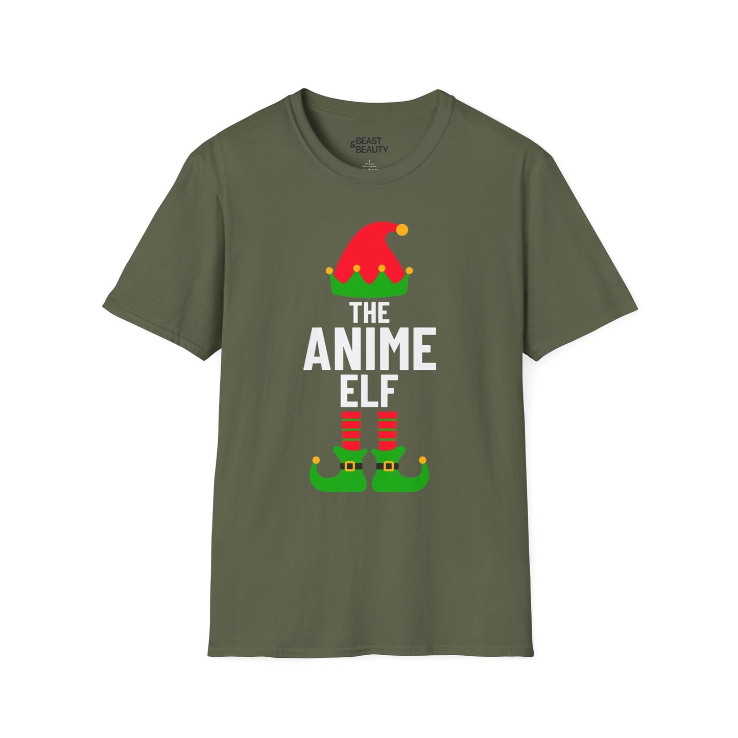 the anime elf christmas t-shirt military green t-shirt uk Christmas gift idea