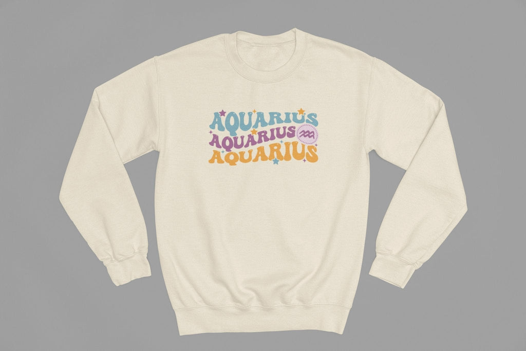 Aquarius Zodiac Fun Colour Font Sweatshirt gift_idea unique_gift personalised_gift