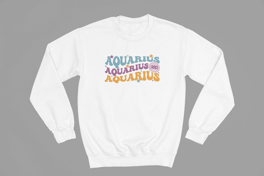 Aquarius Zodiac Fun Colour Font Sweatshirt gift_idea unique_gift personalised_gift