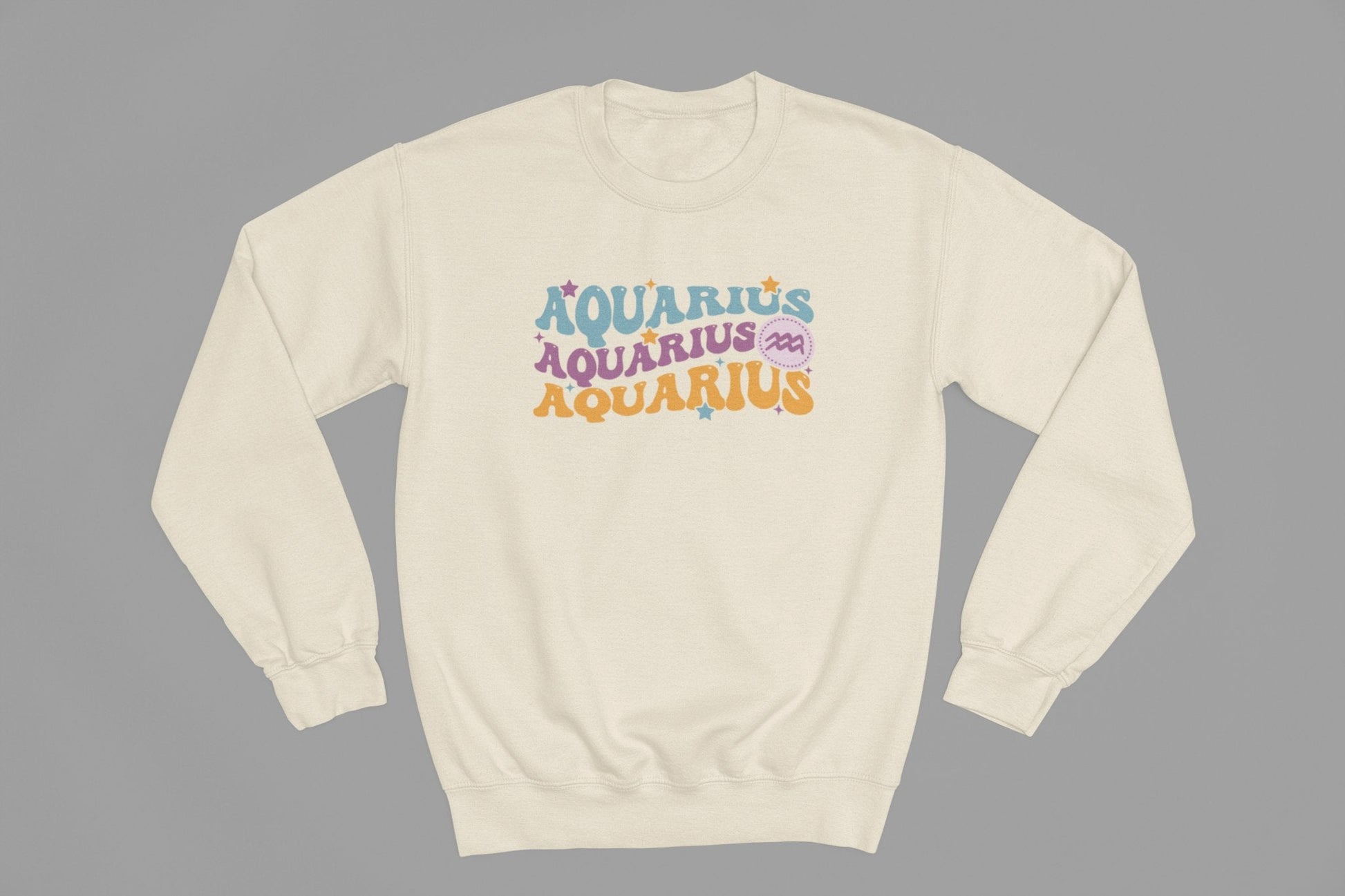 Aquarius Zodiac Fun Colour Font Sweatshirt - Beast & Beauty Clothing LTD - Zodiac Sweatshirt - small - Black - 