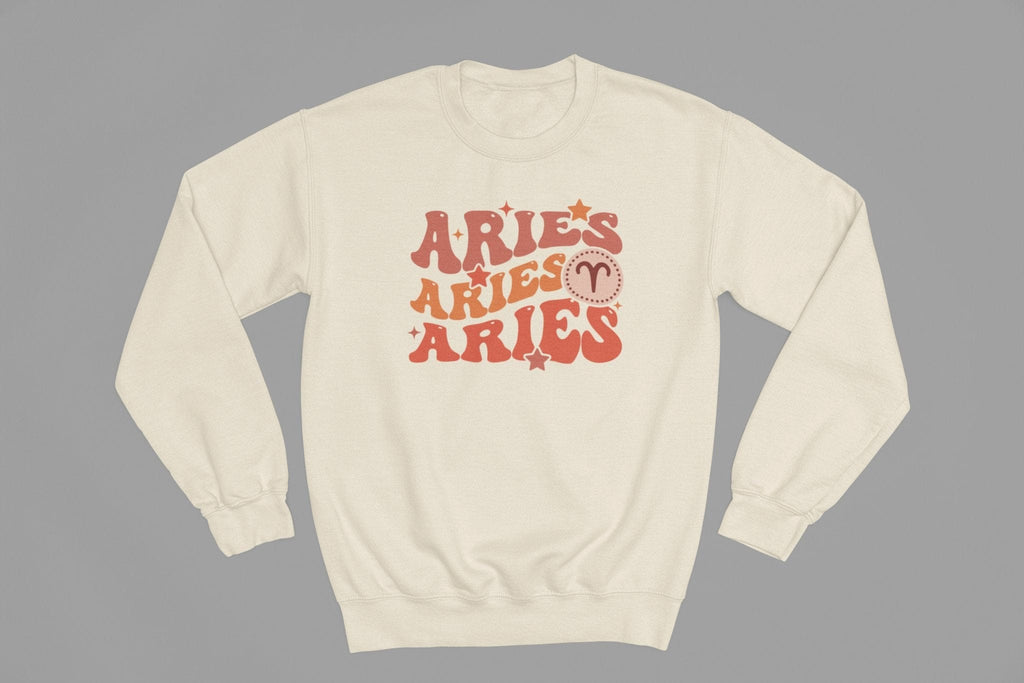 Aries Zodiac Fun Colour Font Sweatshirt gift_idea unique_gift personalised_gift