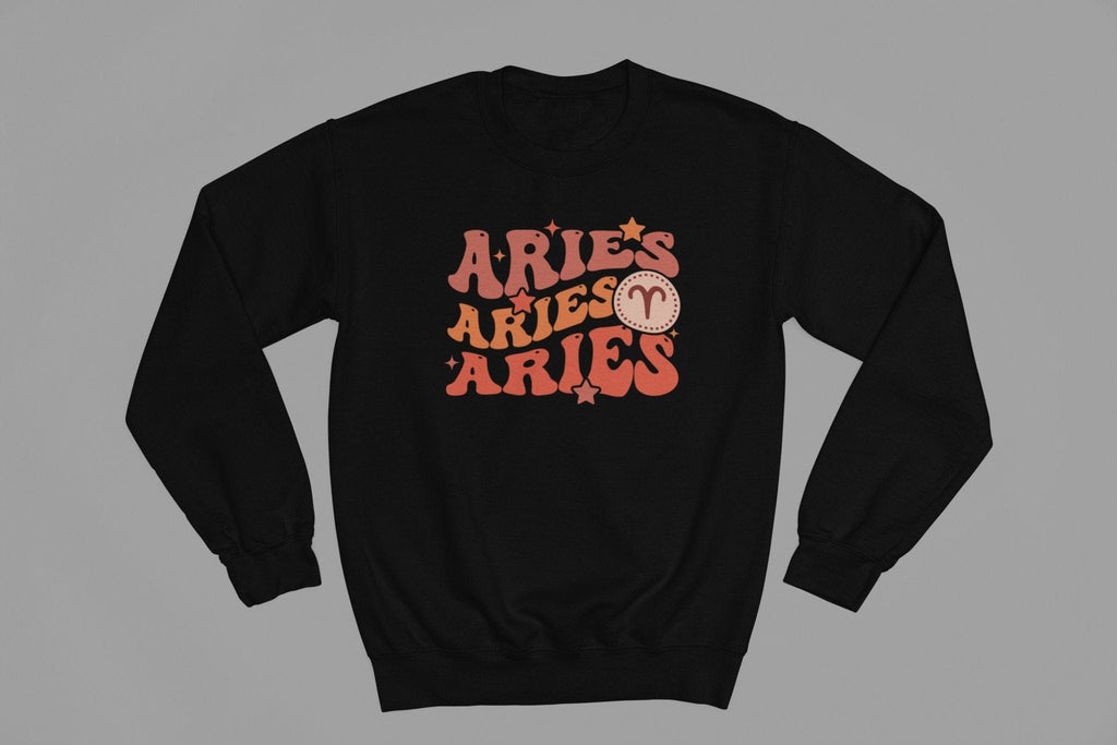 Aries Zodiac Fun Colour Font Sweatshirt gift_idea unique_gift personalised_gift