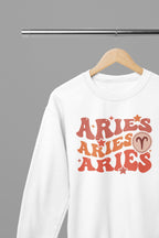 Aries Zodiac Fun Colour Font Sweatshirt small / White gift_idea unique_gift personalised_gift