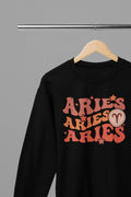 Aries Zodiac Fun Colour Font Sweatshirt small / Black gift_idea unique_gift personalised_gift