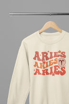 Aries Zodiac Fun Colour Font Sweatshirt small / Sand gift_idea unique_gift personalised_gift