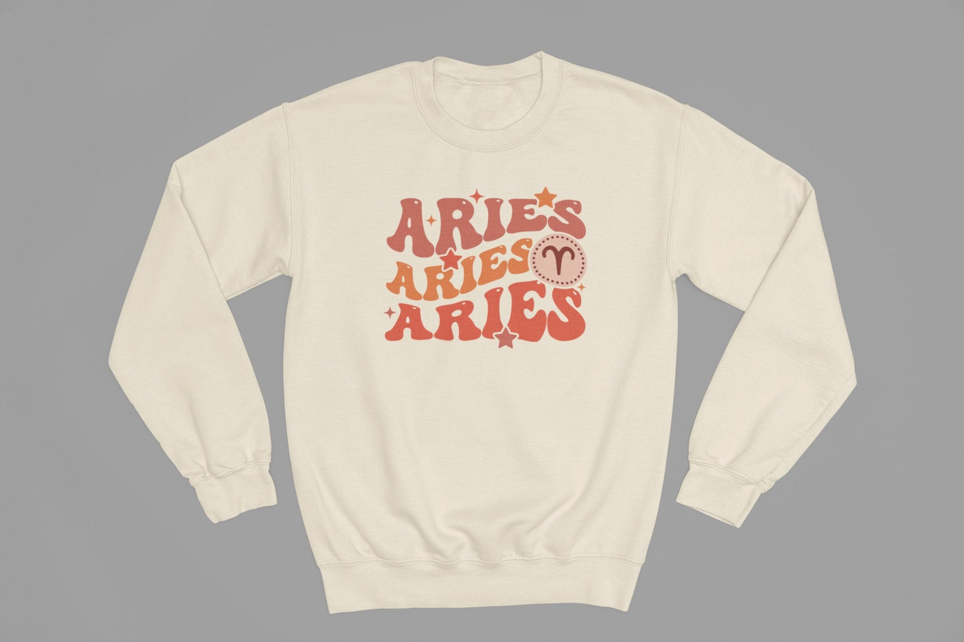 Aries Zodiac Fun Colour Font Sweatshirt - Beast & Beauty Clothing LTD - Zodiac Sweatshirt - small - White - 