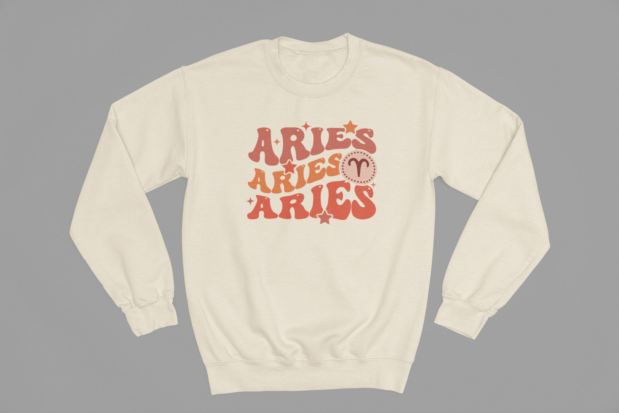 Aries Zodiac Fun Colour Font Sweatshirt - Beast & Beauty Clothing LTD - Zodiac Sweatshirt - small - White - 