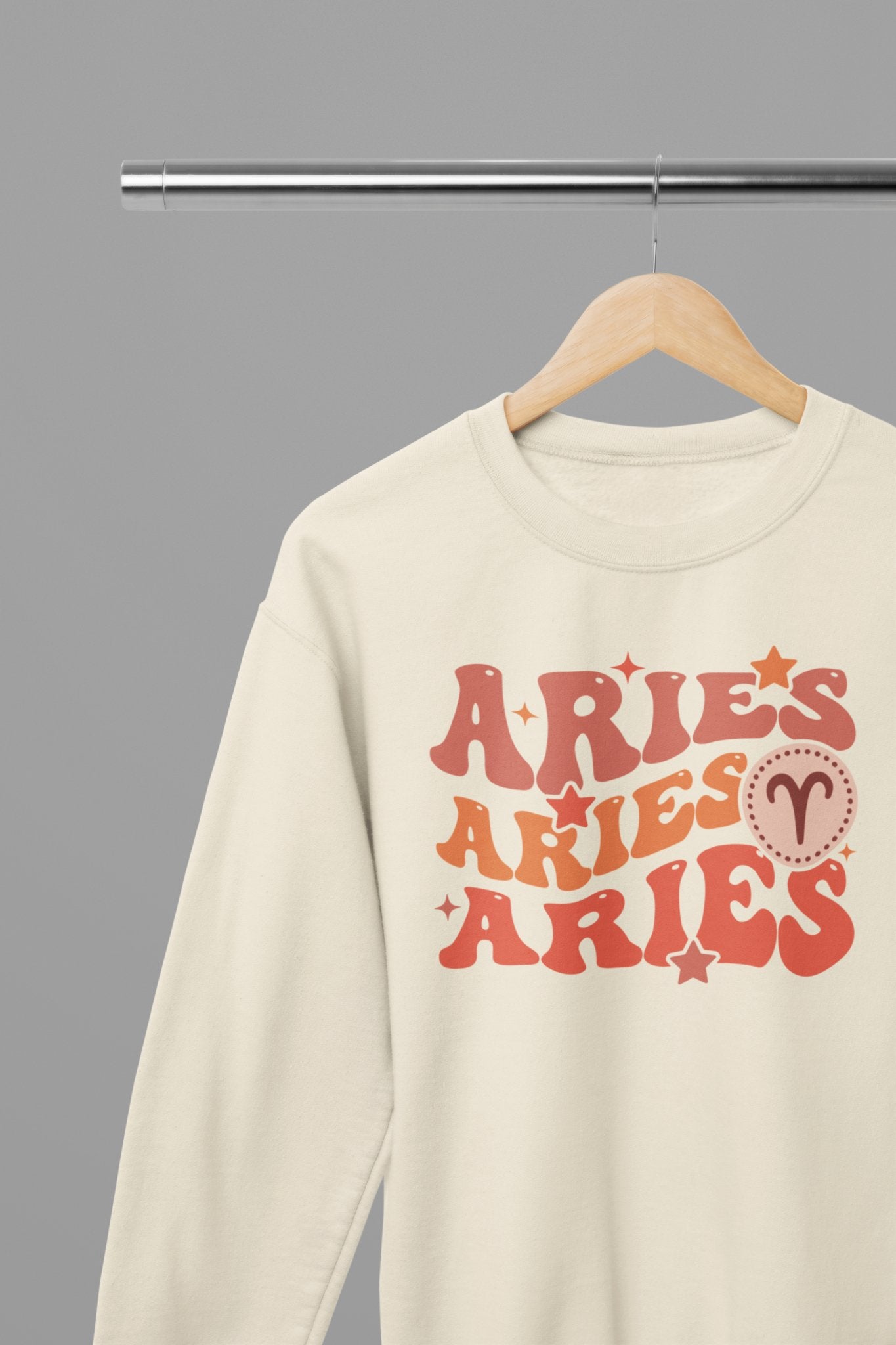 Aries Zodiac Fun Colour Font Sweatshirt - Beast & Beauty Clothing LTD - Zodiac Sweatshirt - small - Sand - 