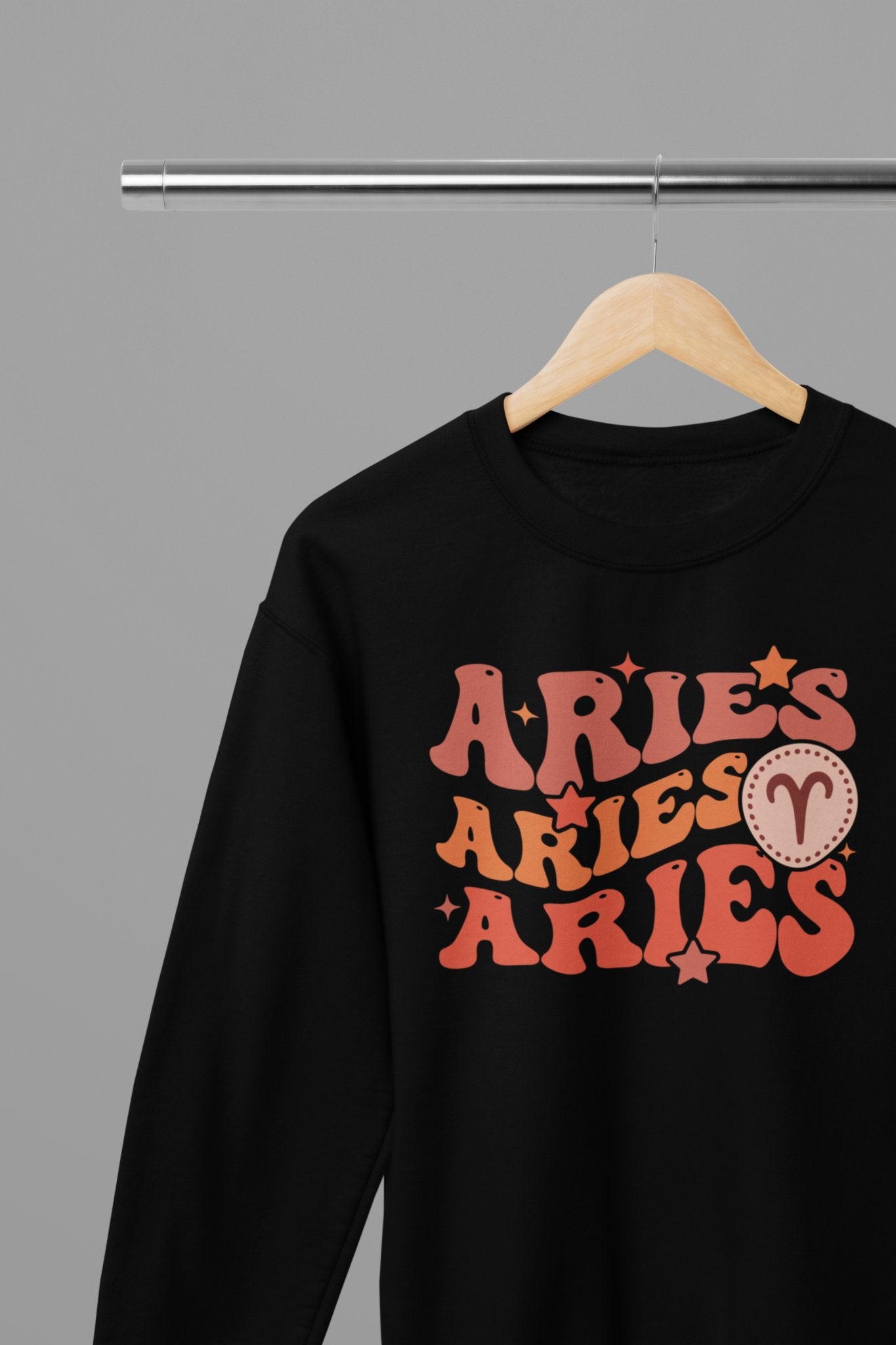 Aries Zodiac Fun Colour Font Sweatshirt - Beast & Beauty Clothing LTD - Zodiac Sweatshirt - small - Black - 