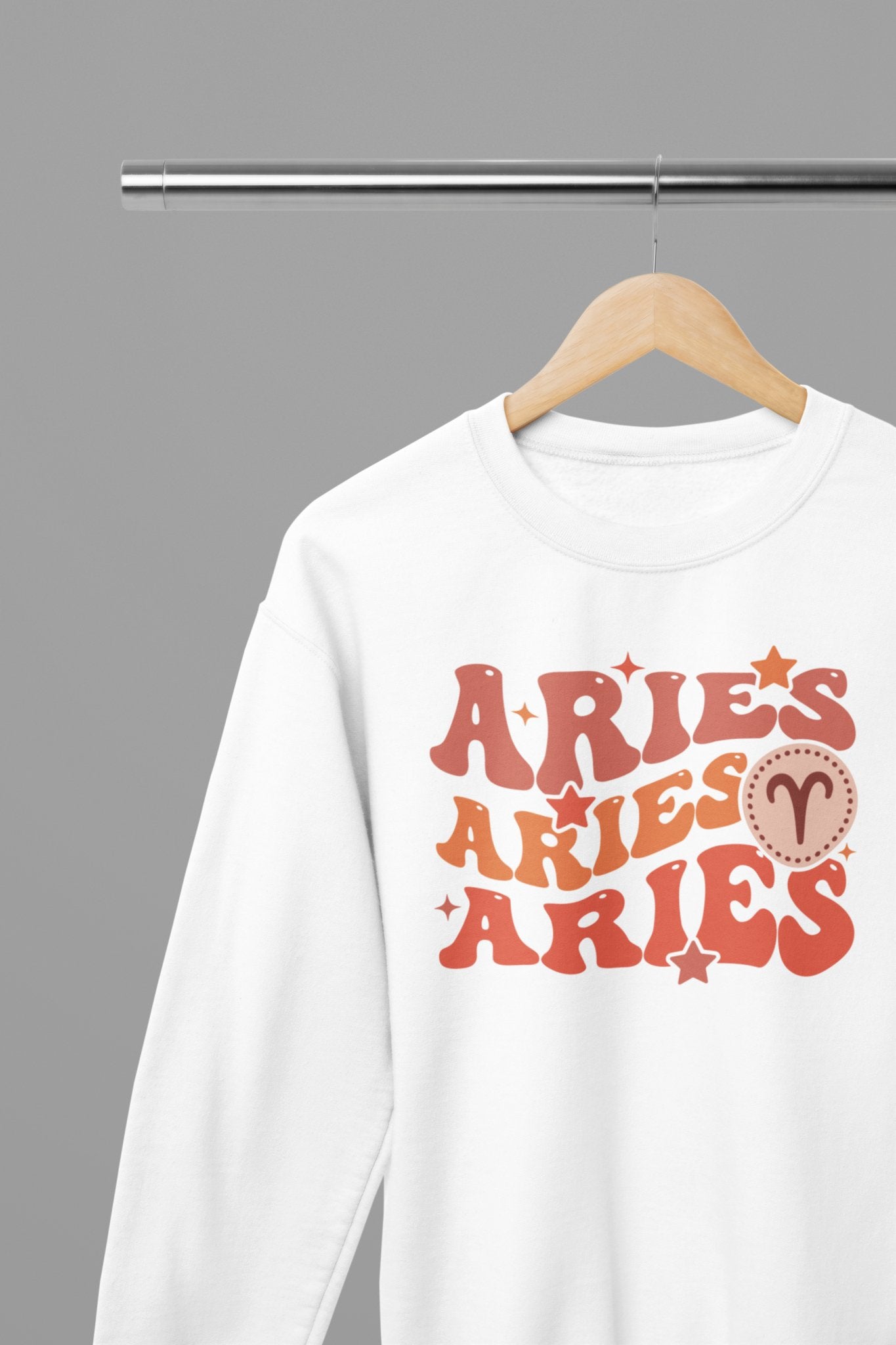 Aries Zodiac Fun Colour Font Sweatshirt - Beast & Beauty Clothing LTD - Zodiac Sweatshirt - small - White - 