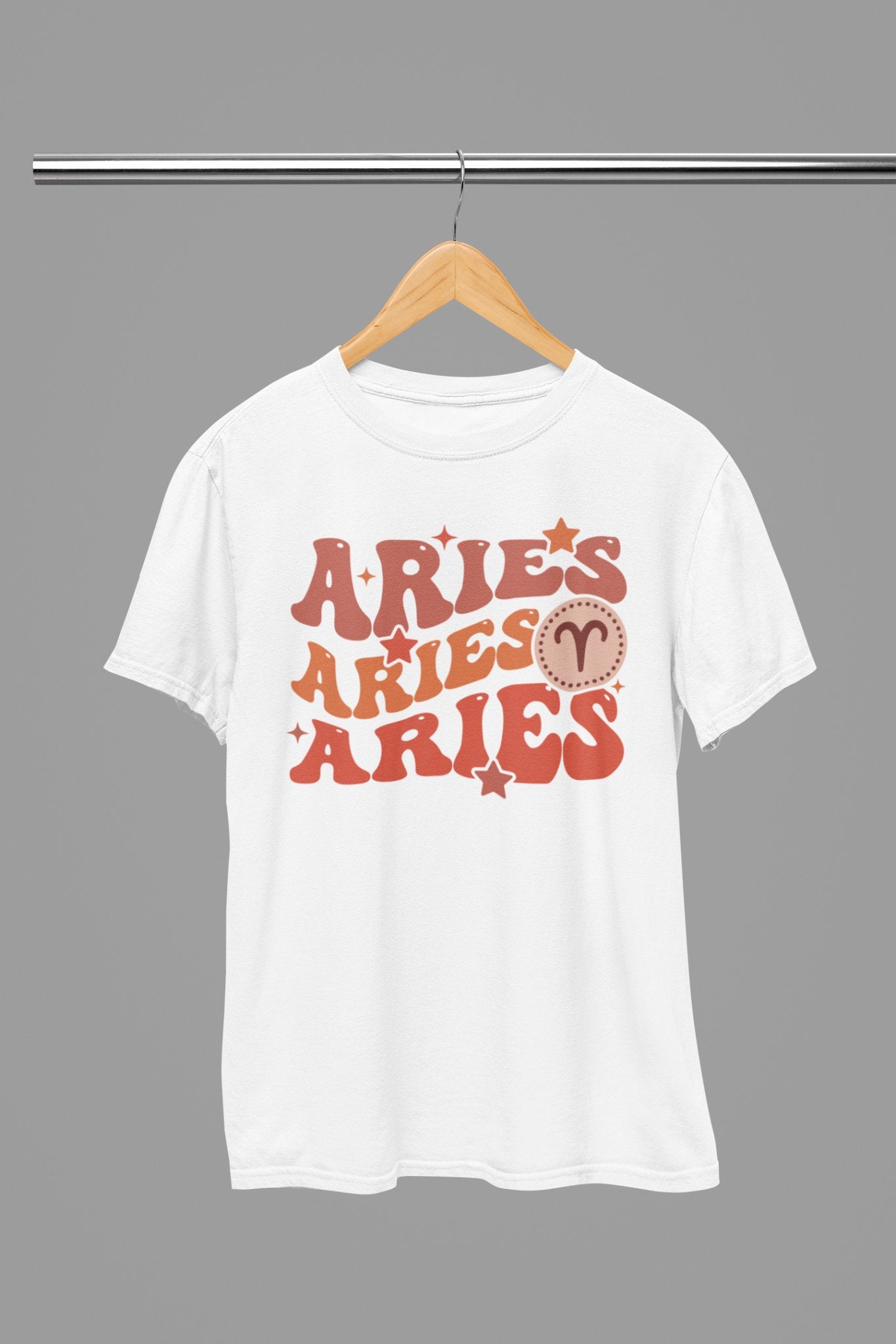 Aries Zodiac Fun Colour Font T-Shirt - Beast & Beauty Clothing LTD - Zodiac T-Shirt - small - White - 