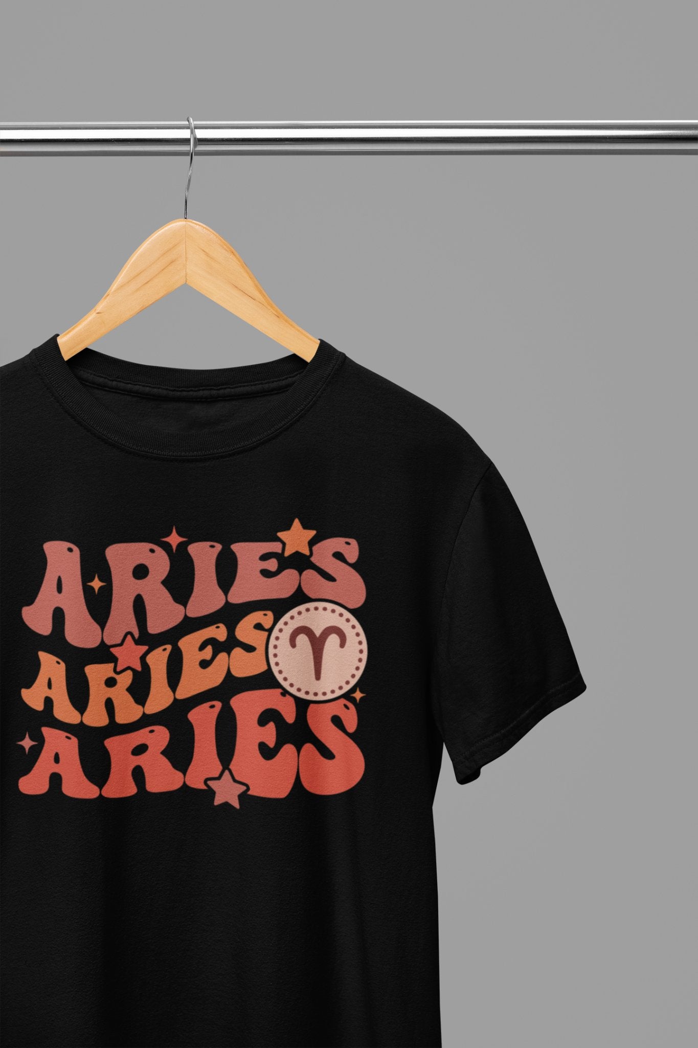 Aries Zodiac Fun Colour Font T-Shirt - Beast & Beauty Clothing LTD - Zodiac T-Shirt - small - Black - 