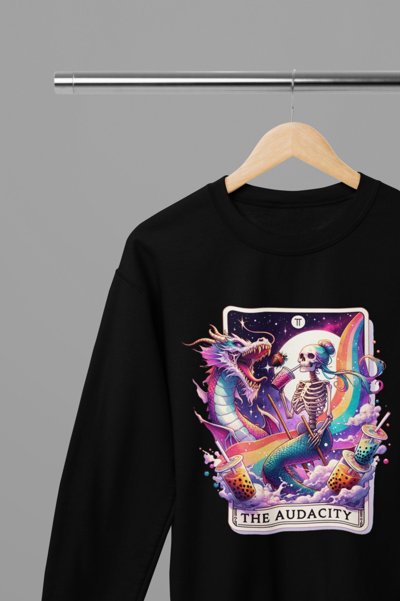 Audacity Mermaid Dragon Funny Tarot Sweatshirt - Beast & Beauty Clothing LTD - Tarot Sweatshirt - small - Black - 
