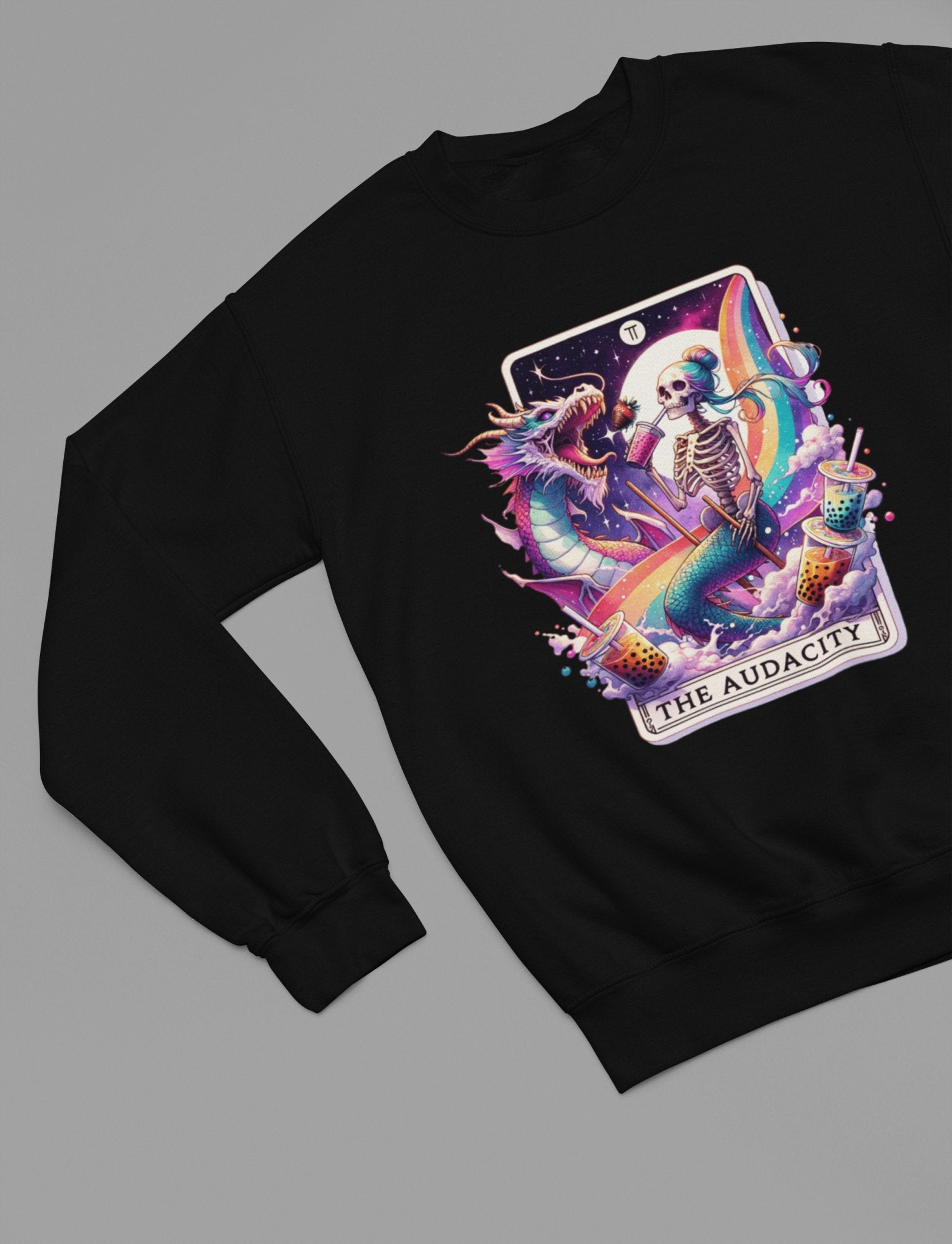 Audacity Mermaid Dragon Funny Tarot Sweatshirt - Beast & Beauty Clothing LTD - Tarot Sweatshirt - small - White - 