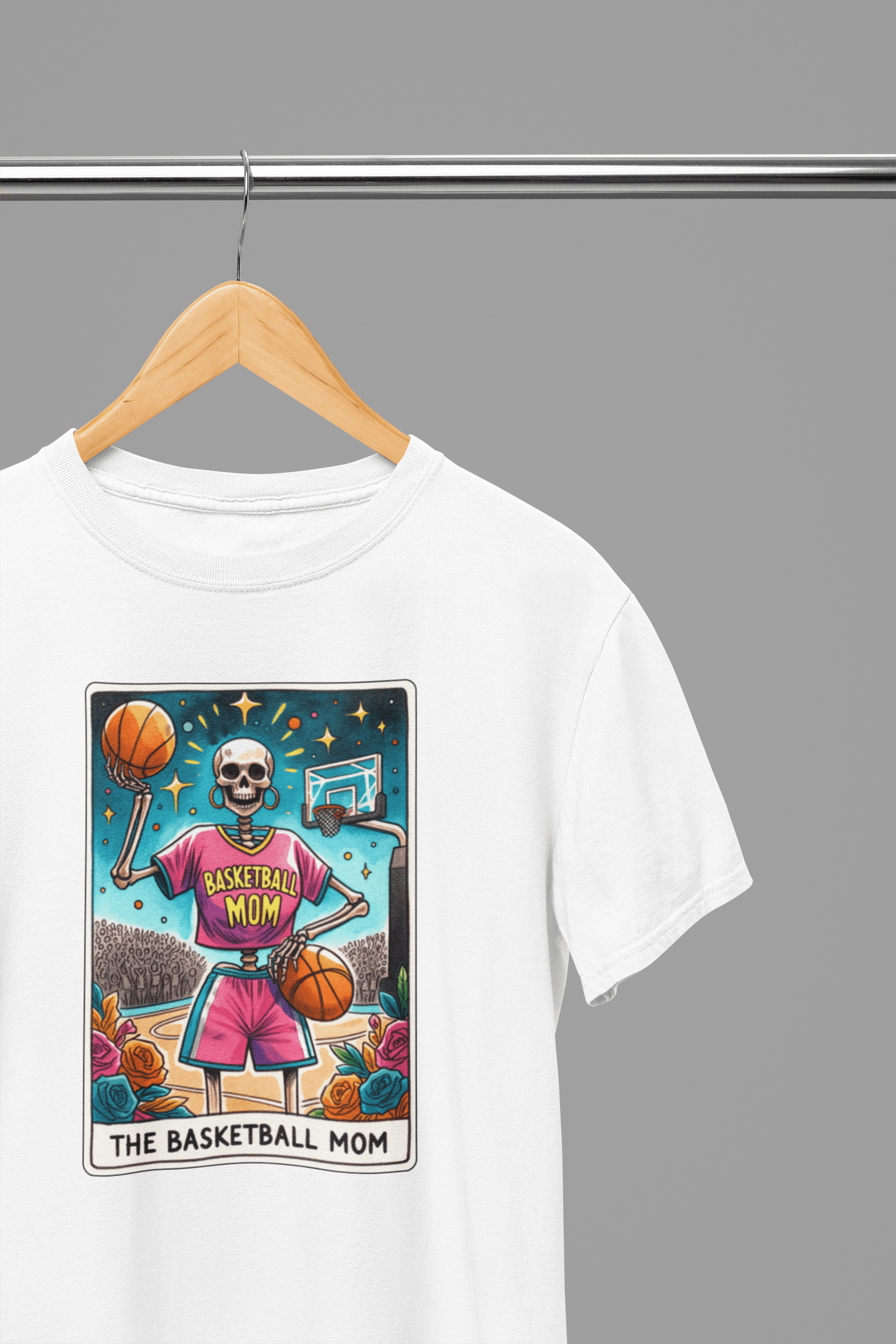 Basketball Mom Shirt | Funny Skeleton Tarot Tee or Sweatshirt for Sports Moms T-Shirt / small / White gift_idea unique_gift personalised_gift