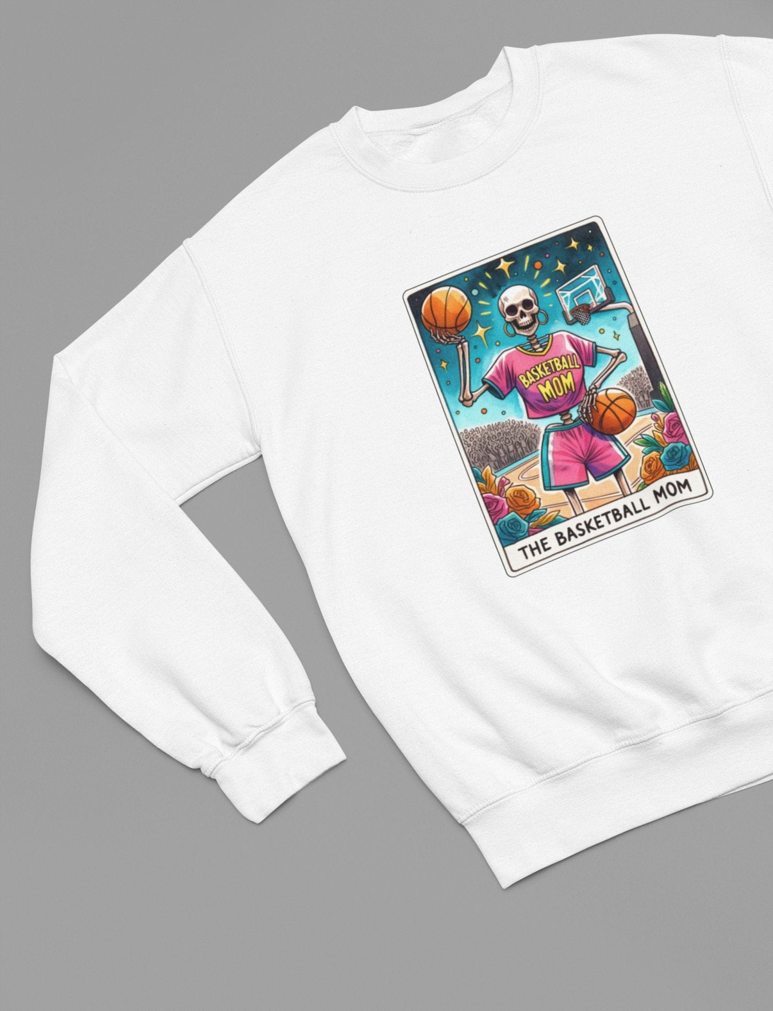 Basketball Mom Shirt | Funny Skeleton Tarot Tee or Sweatshirt for Sports Moms Sweatshirt / small / White gift_idea unique_gift personalised_gift
